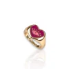 Anillo corazón rosa dorado