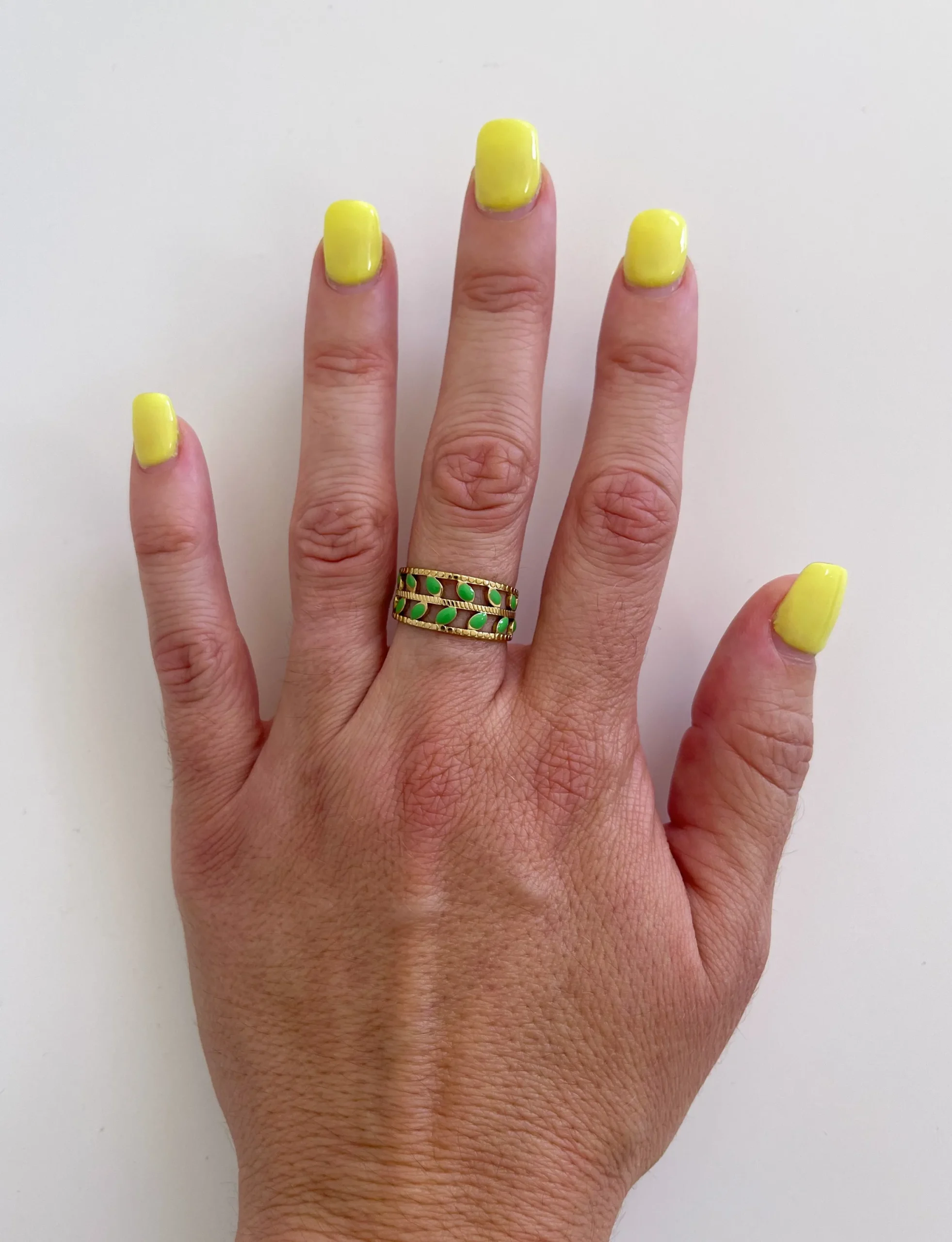 Anillo espiga doble verde