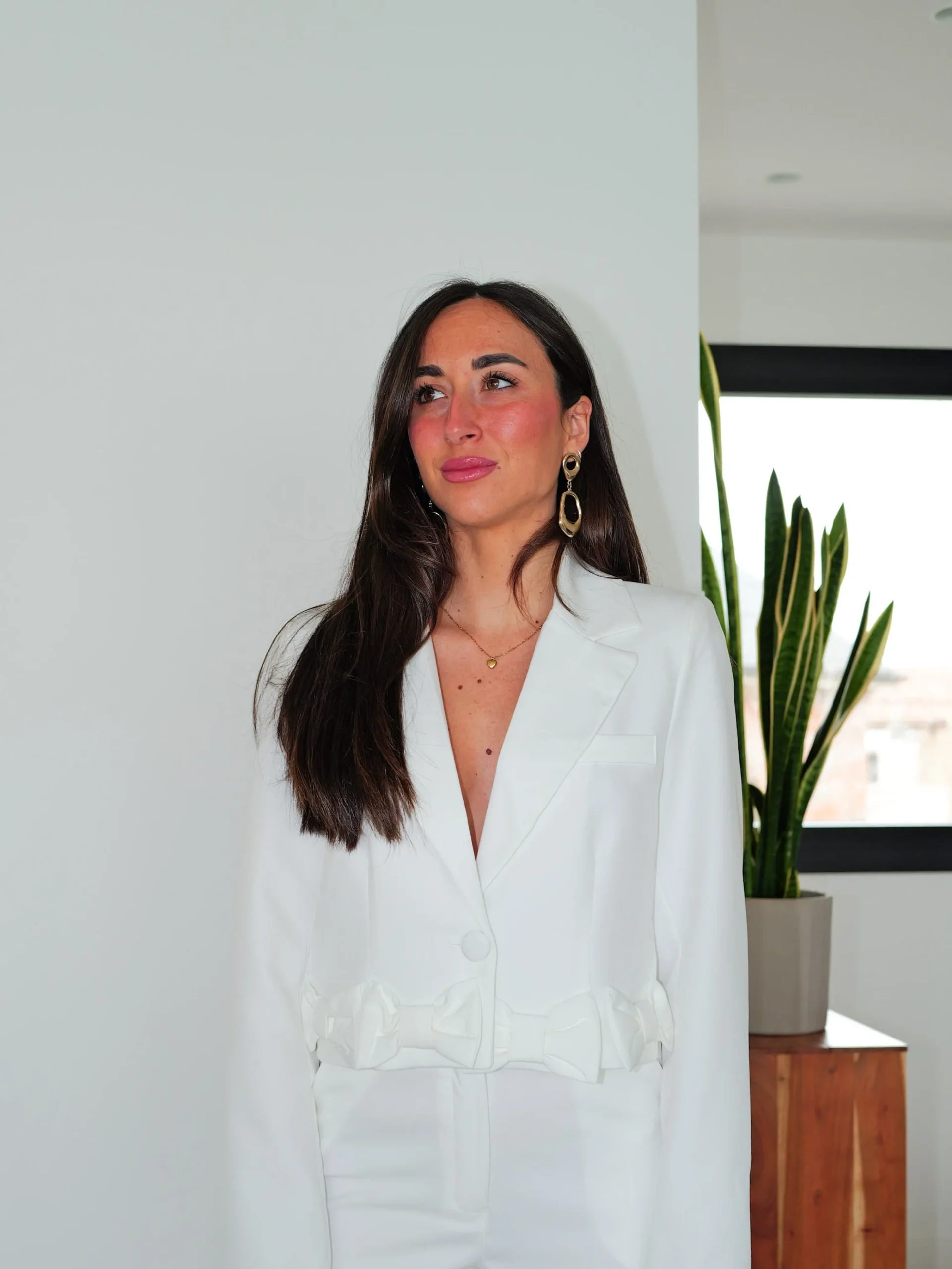 Blazer crop detalle lazo blanco