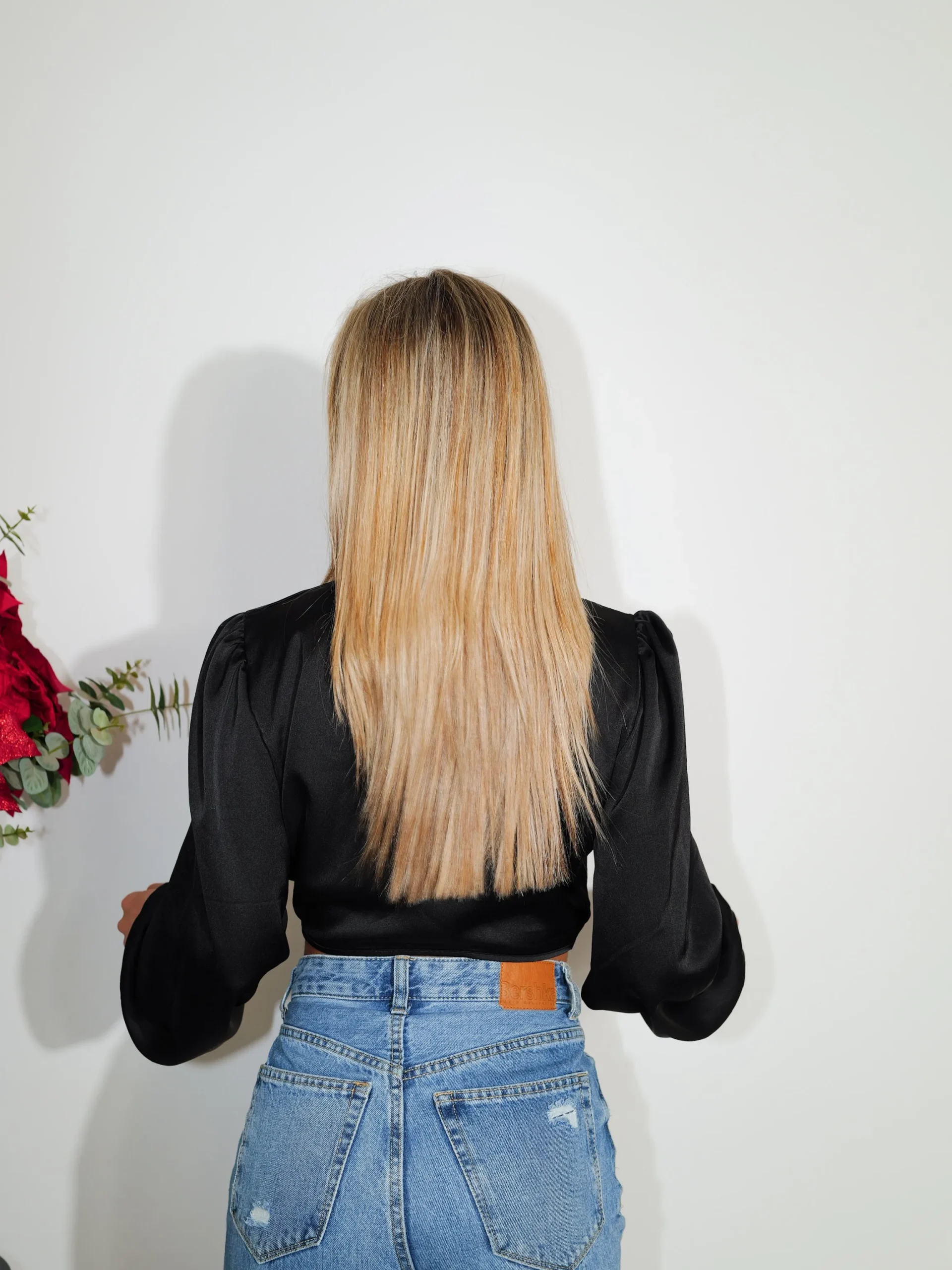 Blusa cruzada satin negro