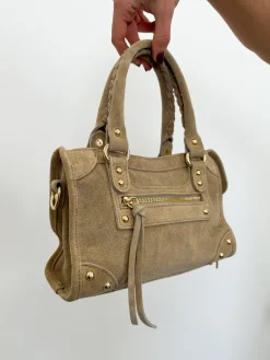 Bolso hebillas piel ante beige