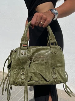 Bolso hebillas piel mate caqui