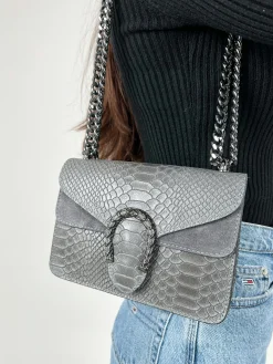 Bolso herradura piel gris