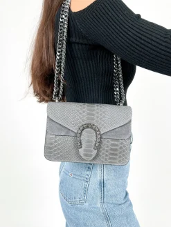 Bolso herradura piel gris