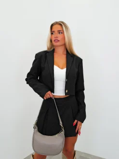 Bolso media luna piel gris