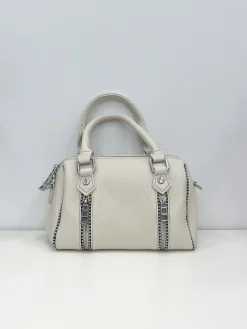 Bolso mini cremalleras beige