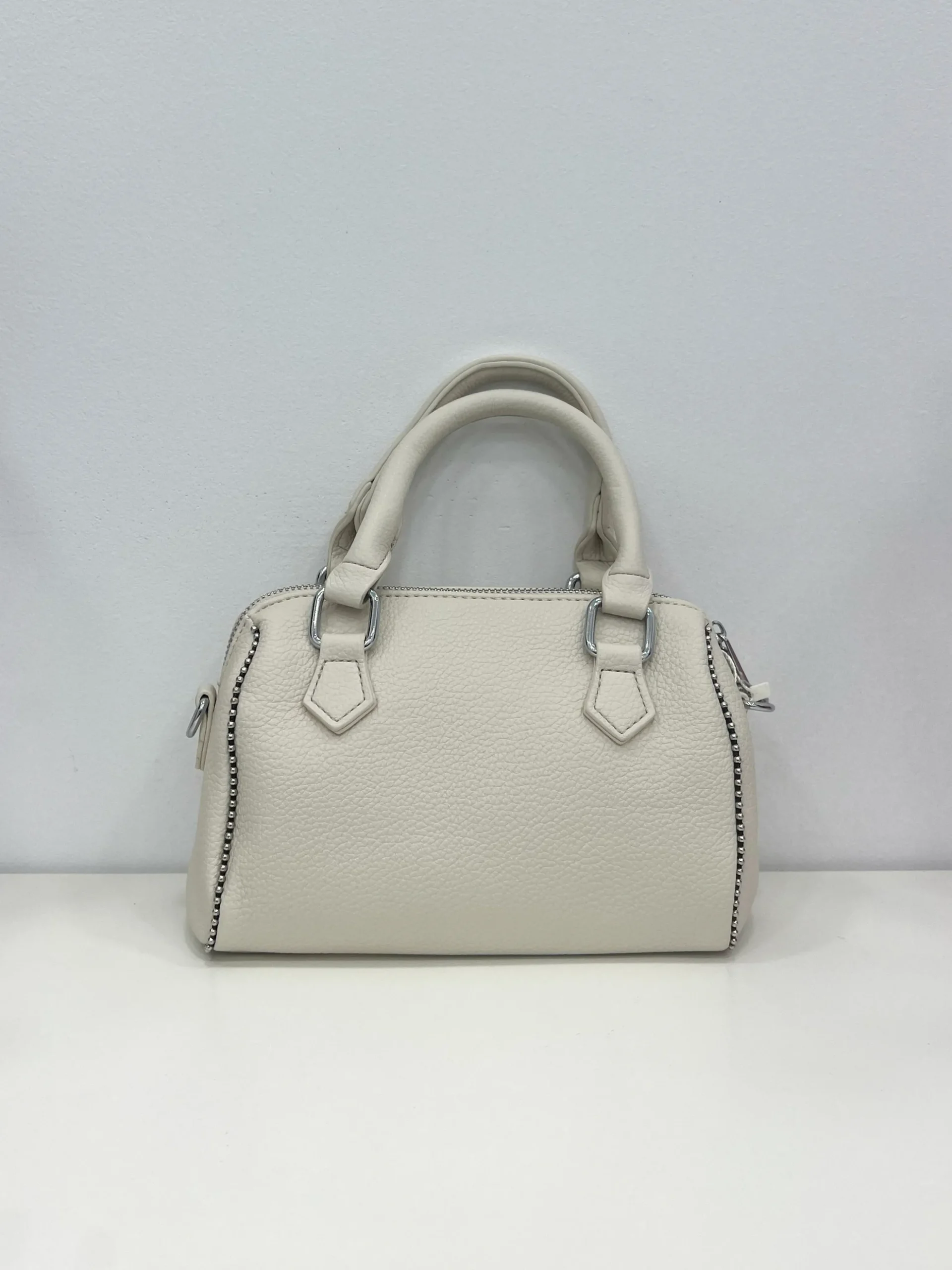 Bolso mini cremalleras beige