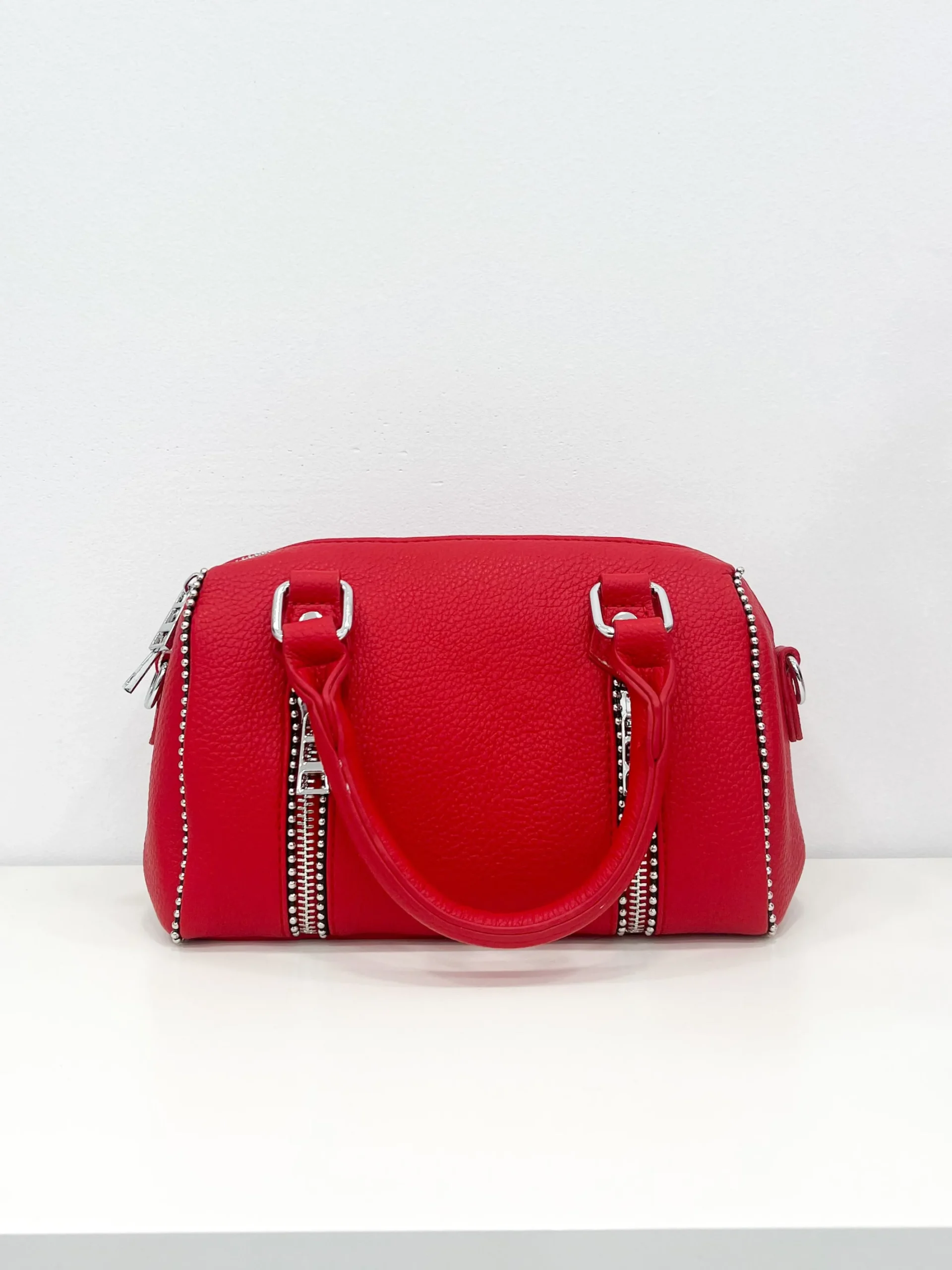 Bolso mini cremalleras rojo