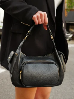 Bolso piel bolsillos negro