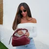 Bolso piel hombro rizo burdeos