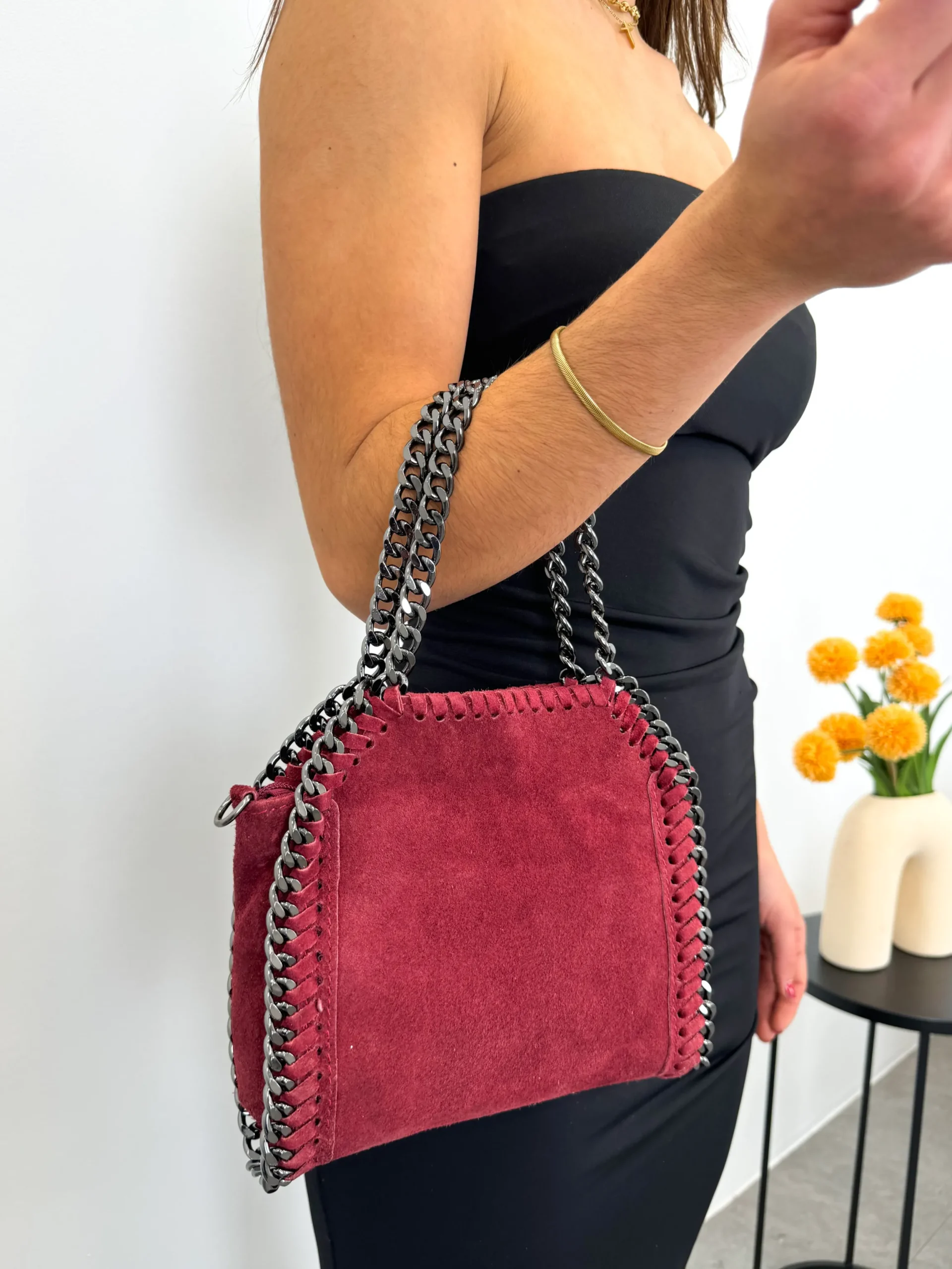 Bolso pocket bag ante burdeos
