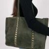 Bolso tachas maxi caqui