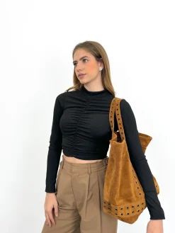 Bolso tachuelas maxi camel