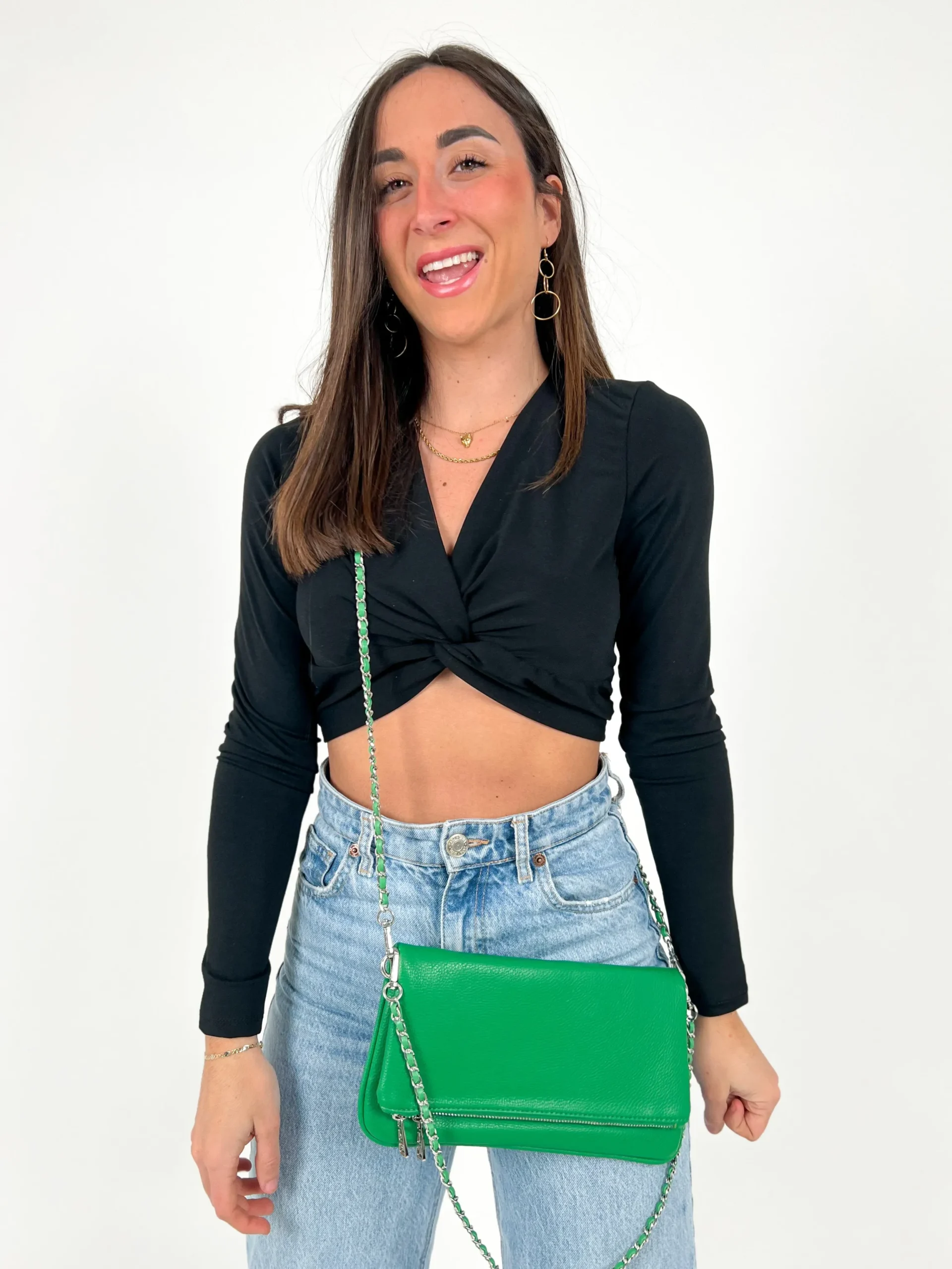 Bolso vegano cadenas verde