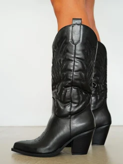 Bota alta cowboy negro