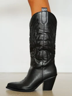 Bota alta cowboy negro