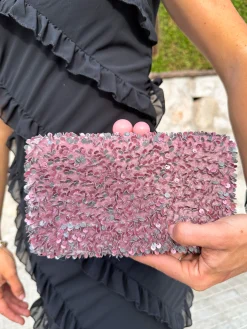 Clutch glitter velvet rosa