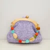 Clutch rafia abalorios lila