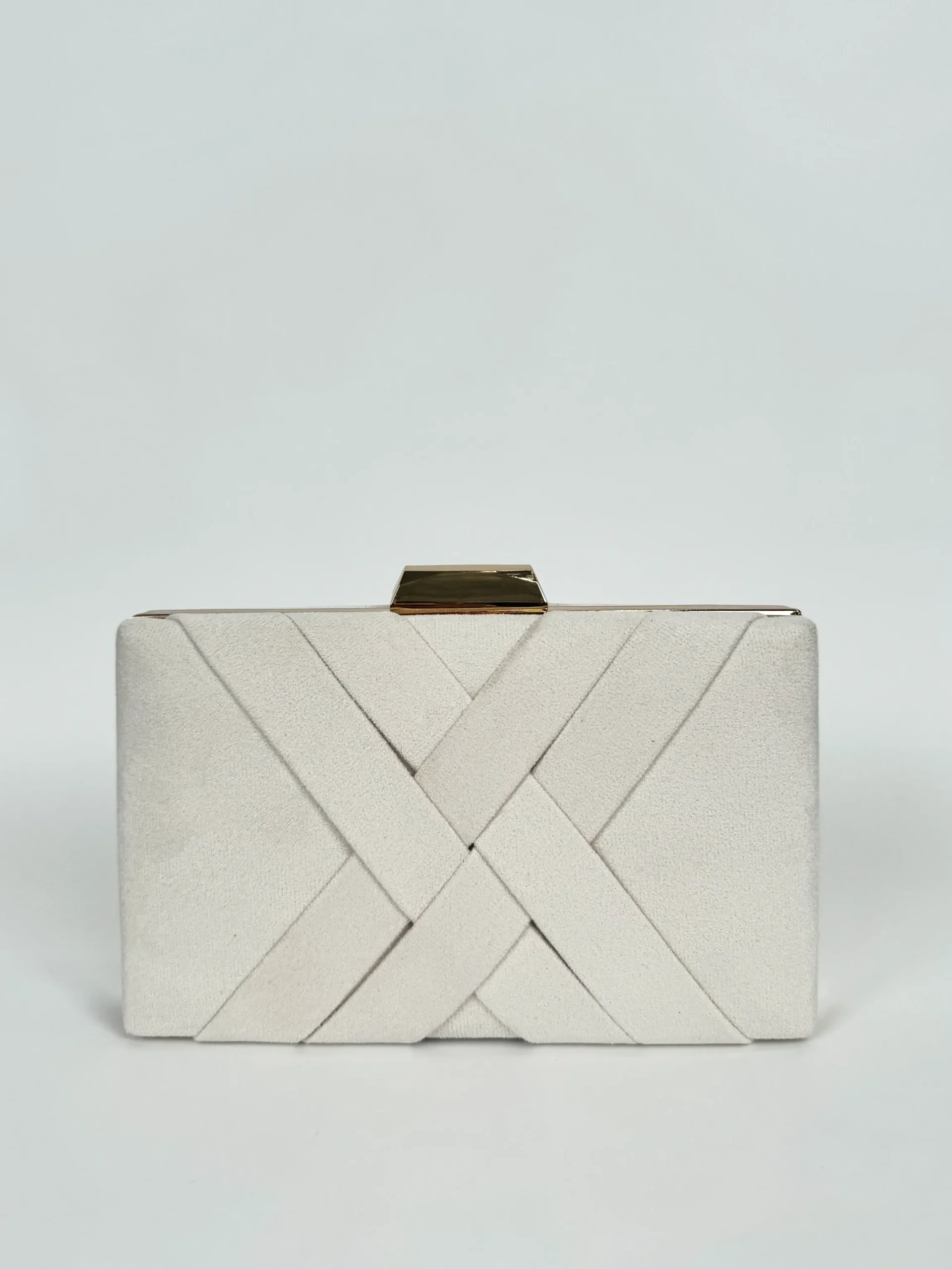Clutch trenzado beige