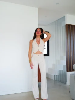 Conjunto largo botones beige