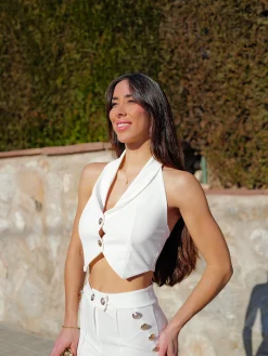 Conjunto largo botones blanco