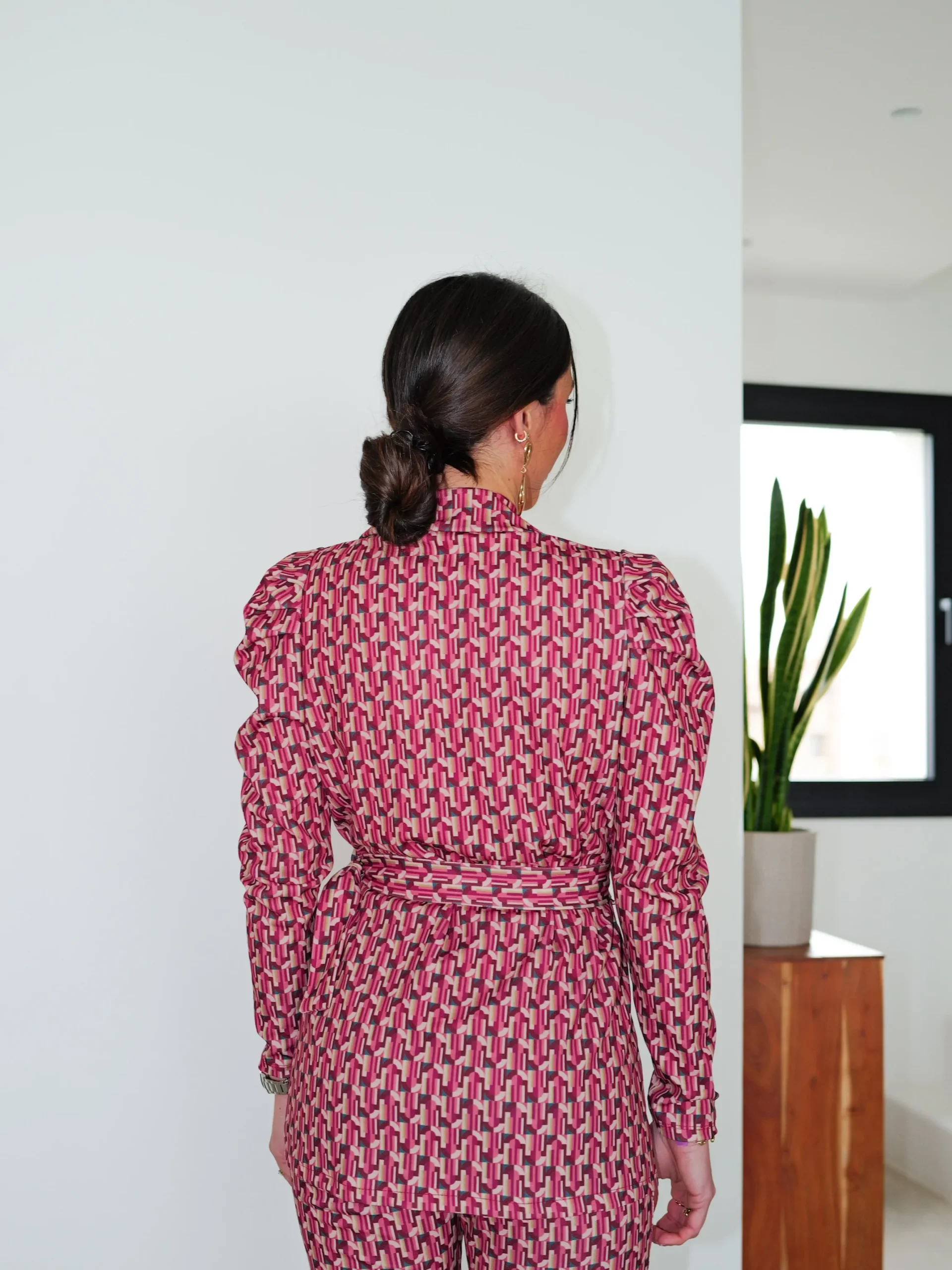 Conjunto traje cinturón rosa