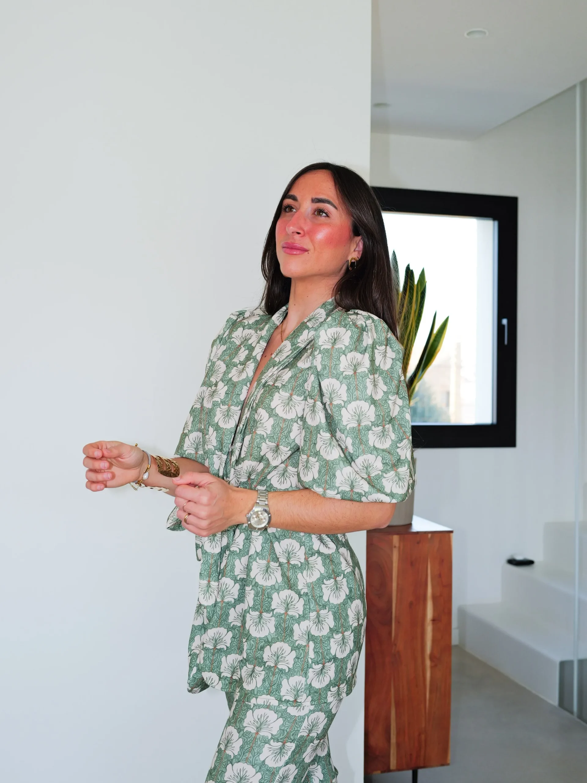 Conjunto traje estampado verde