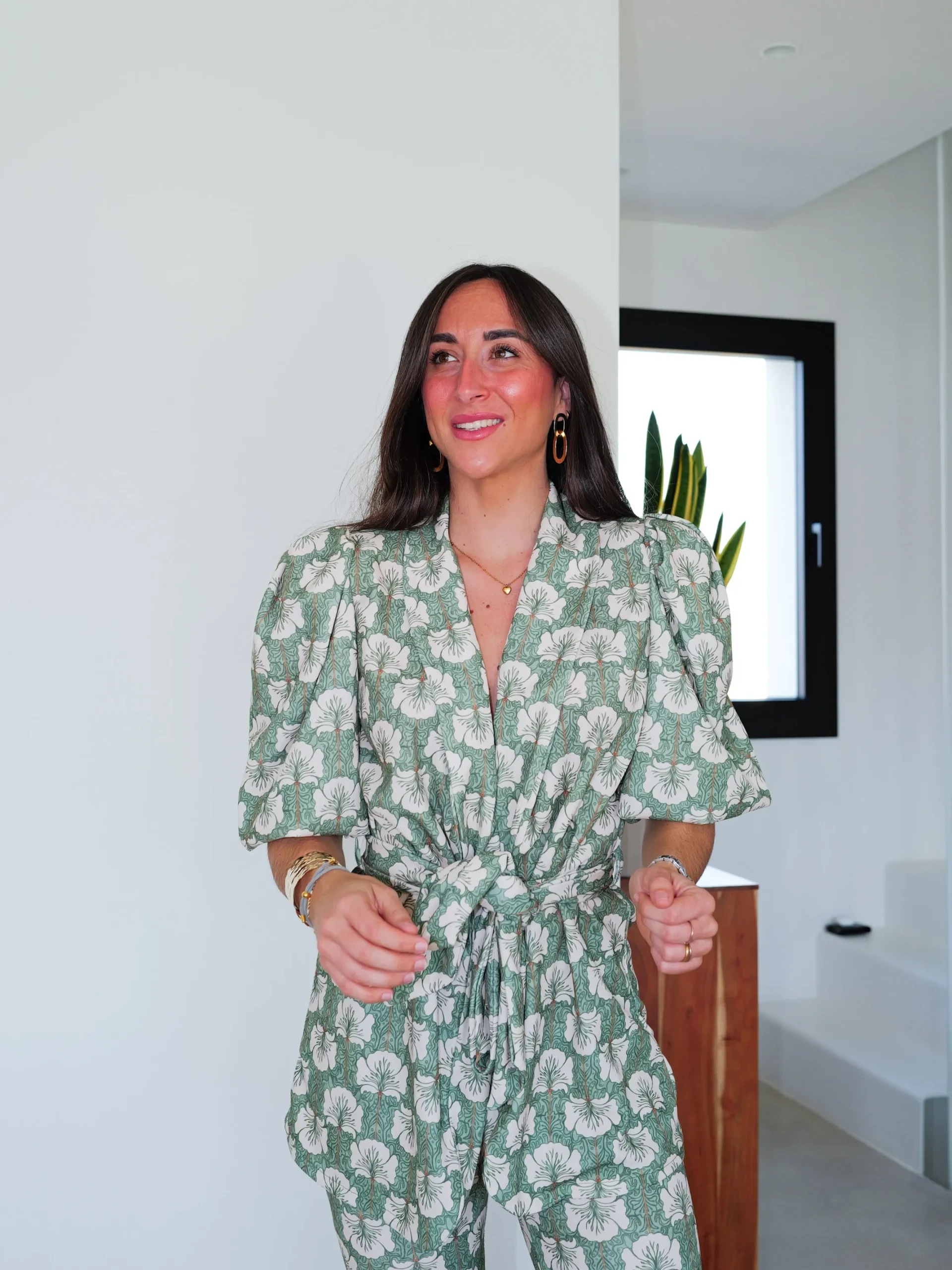 Conjunto traje estampado verde