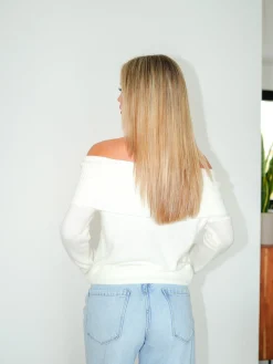Jersey bardot mangas blanco