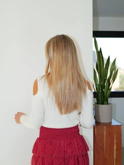 Jersey hombros cuello redondo blanco