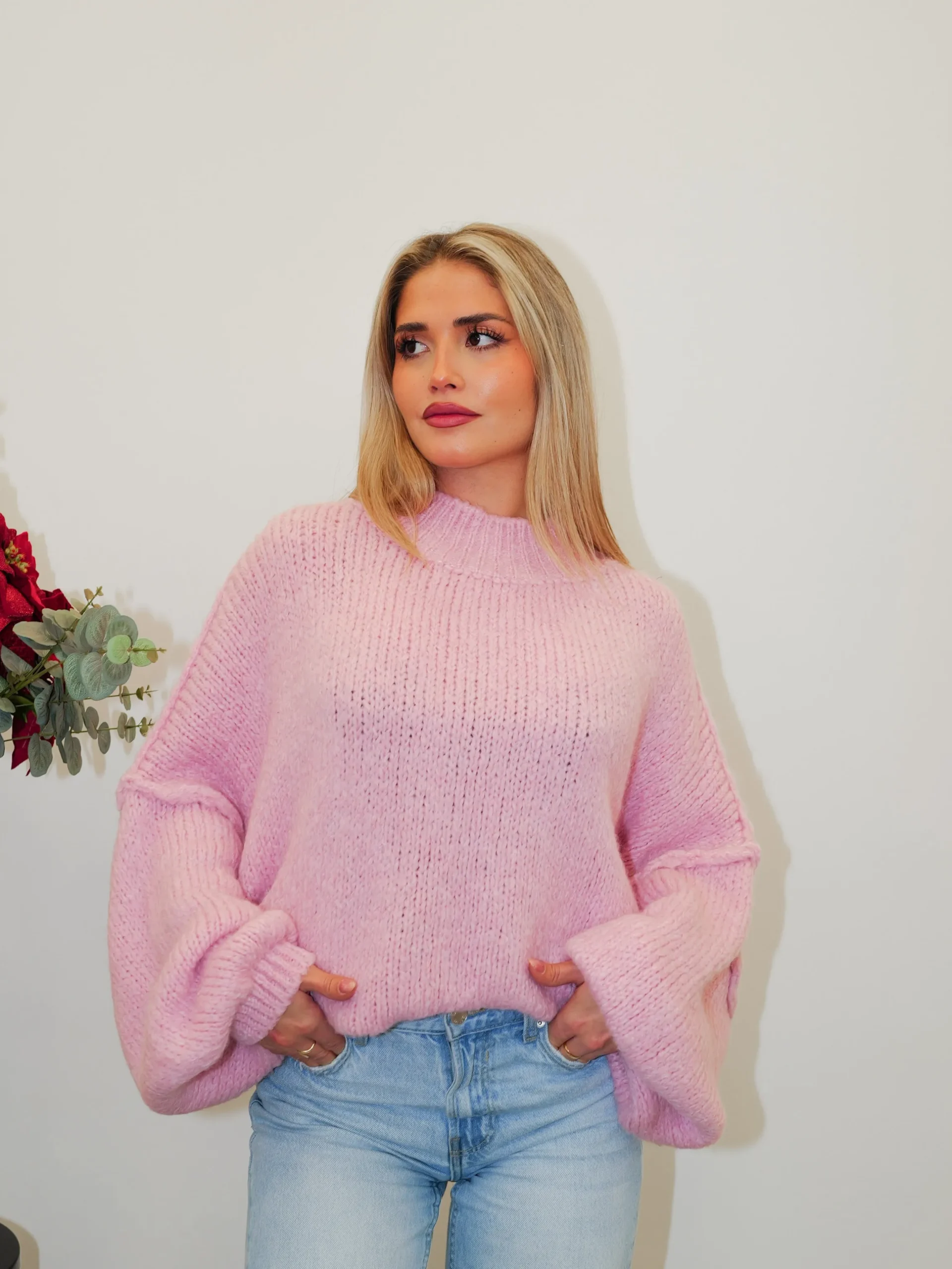 Jersey punto oversize rosa