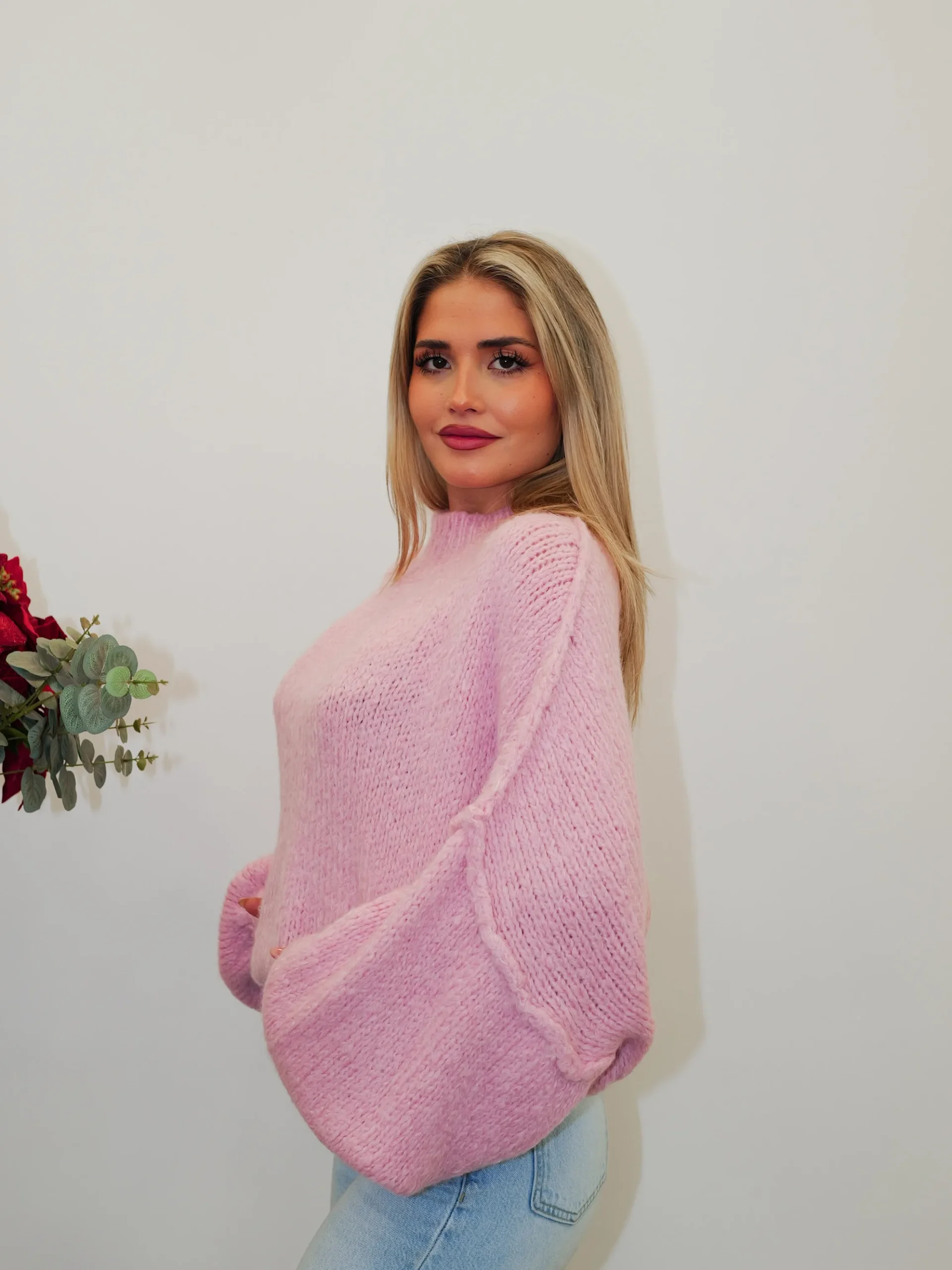 Jersey punto oversize rosa