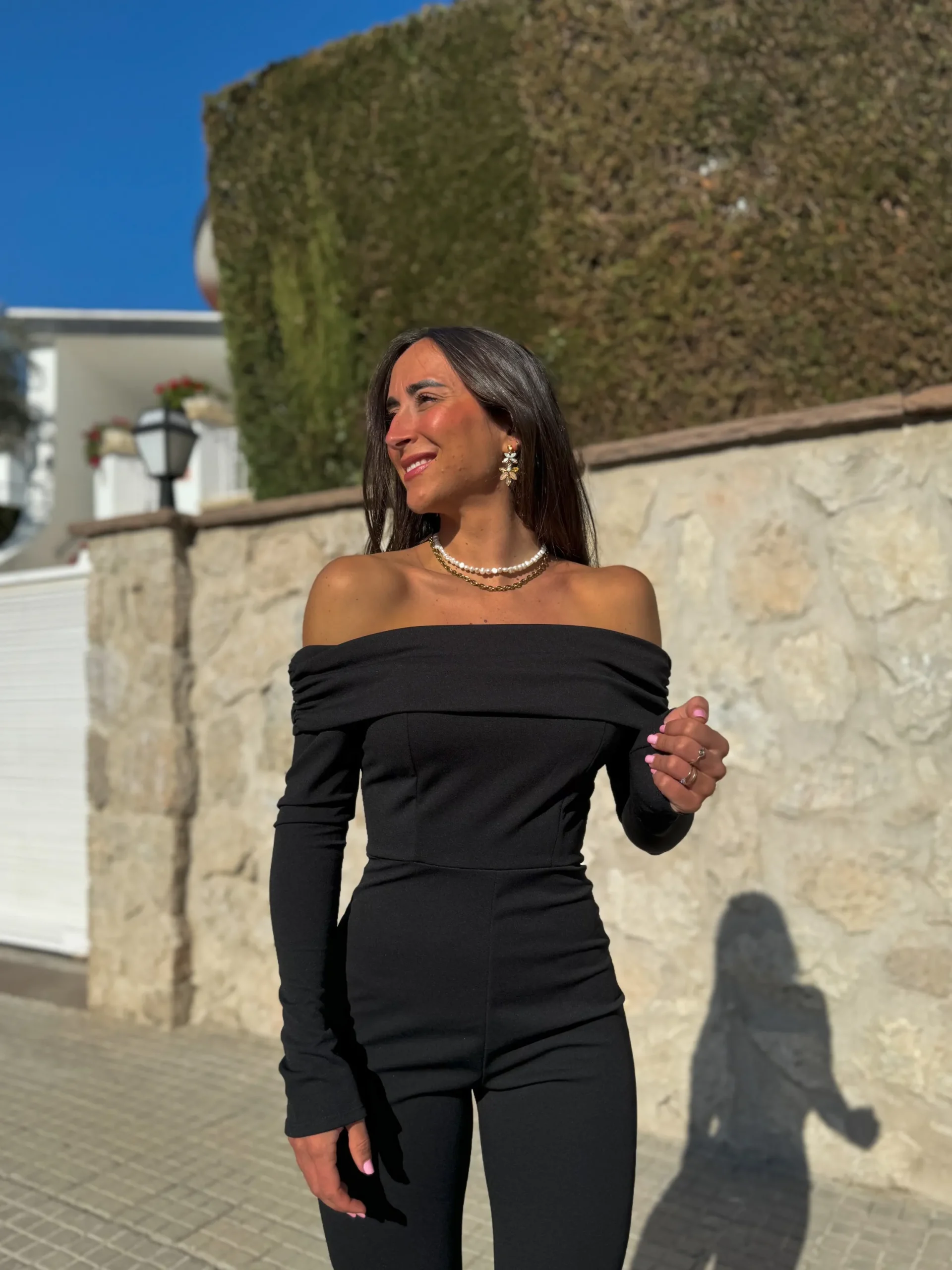 Mono bardot doble negro
