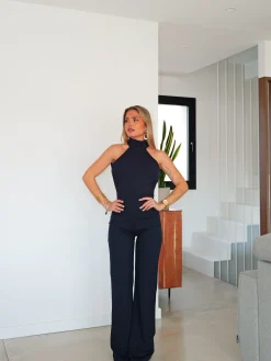 Mono halter crepe marino