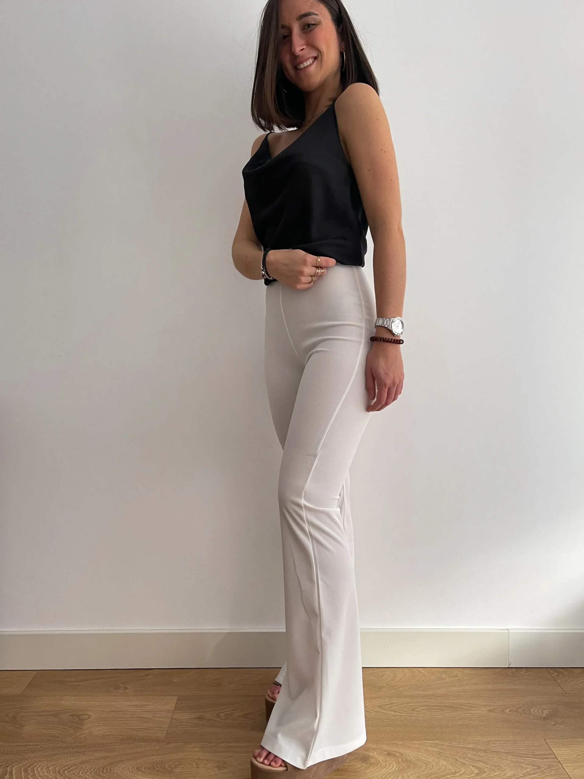 Pantalón campana blanco