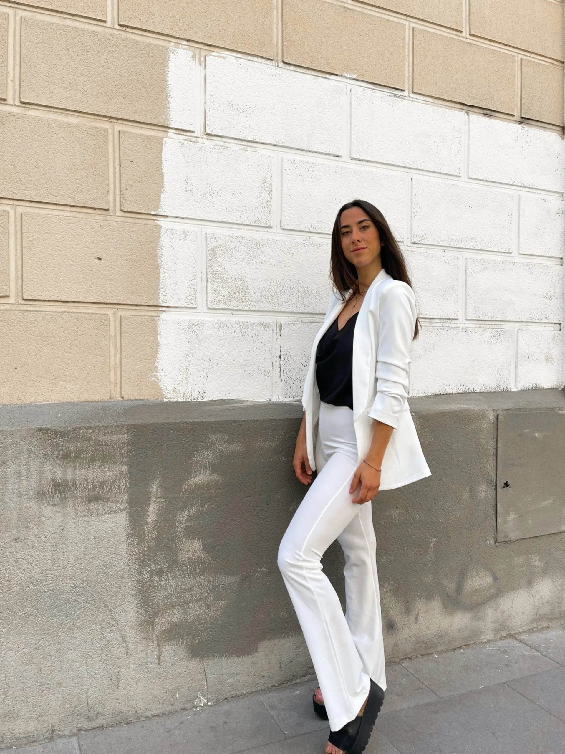 Pantalón campana blanco