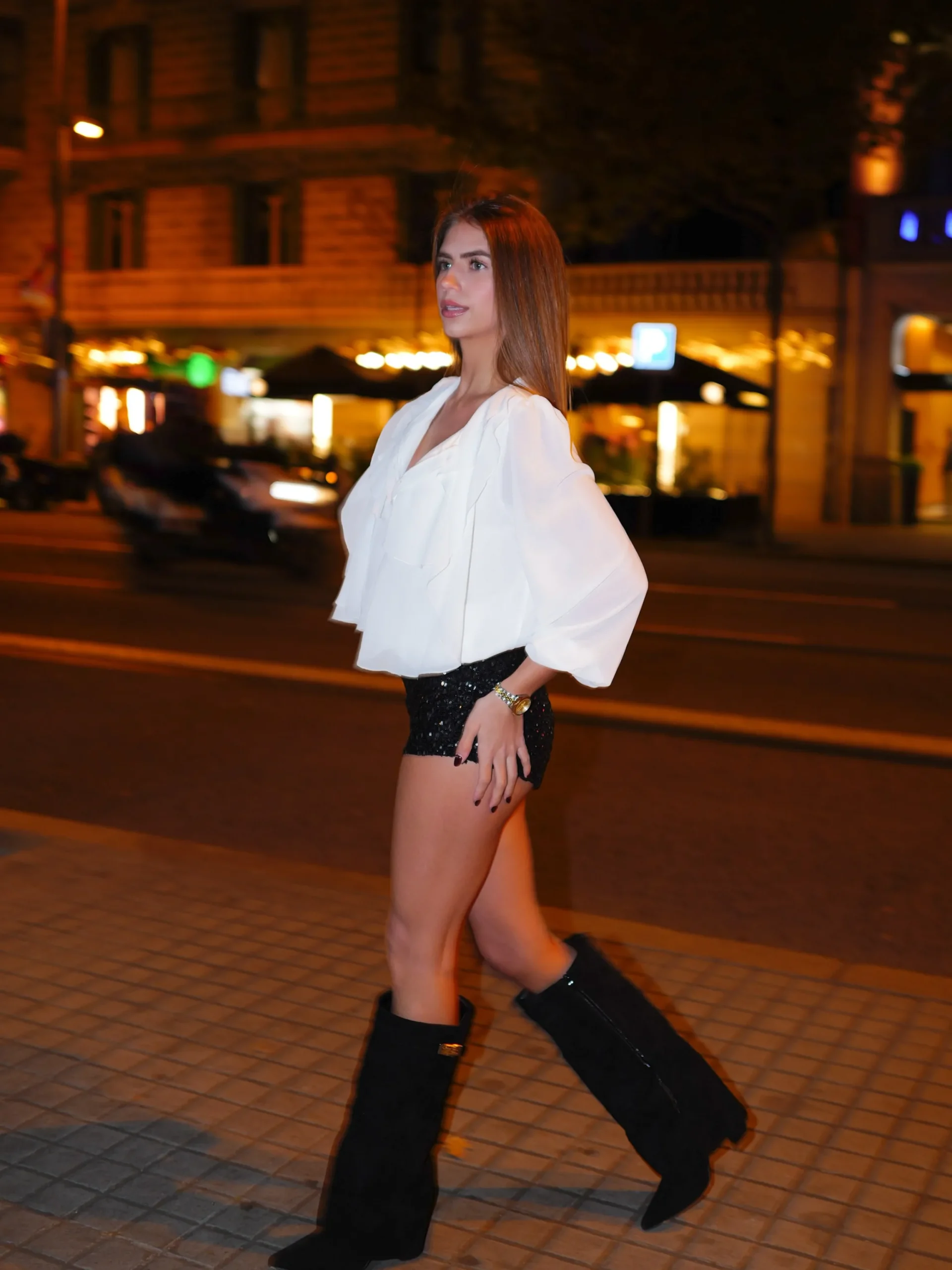 Pantalon corto glitter negro