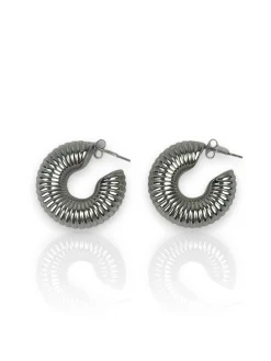 Pendientes aro grueso rosca plateado