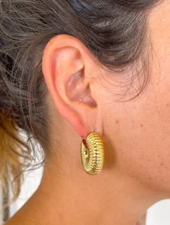 Pendientes aro grueso rosca dorado