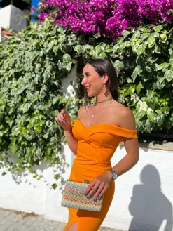 Vestido barco ajustado naranja