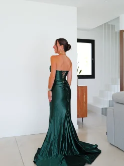 Vestido corsé bandas nudo verde