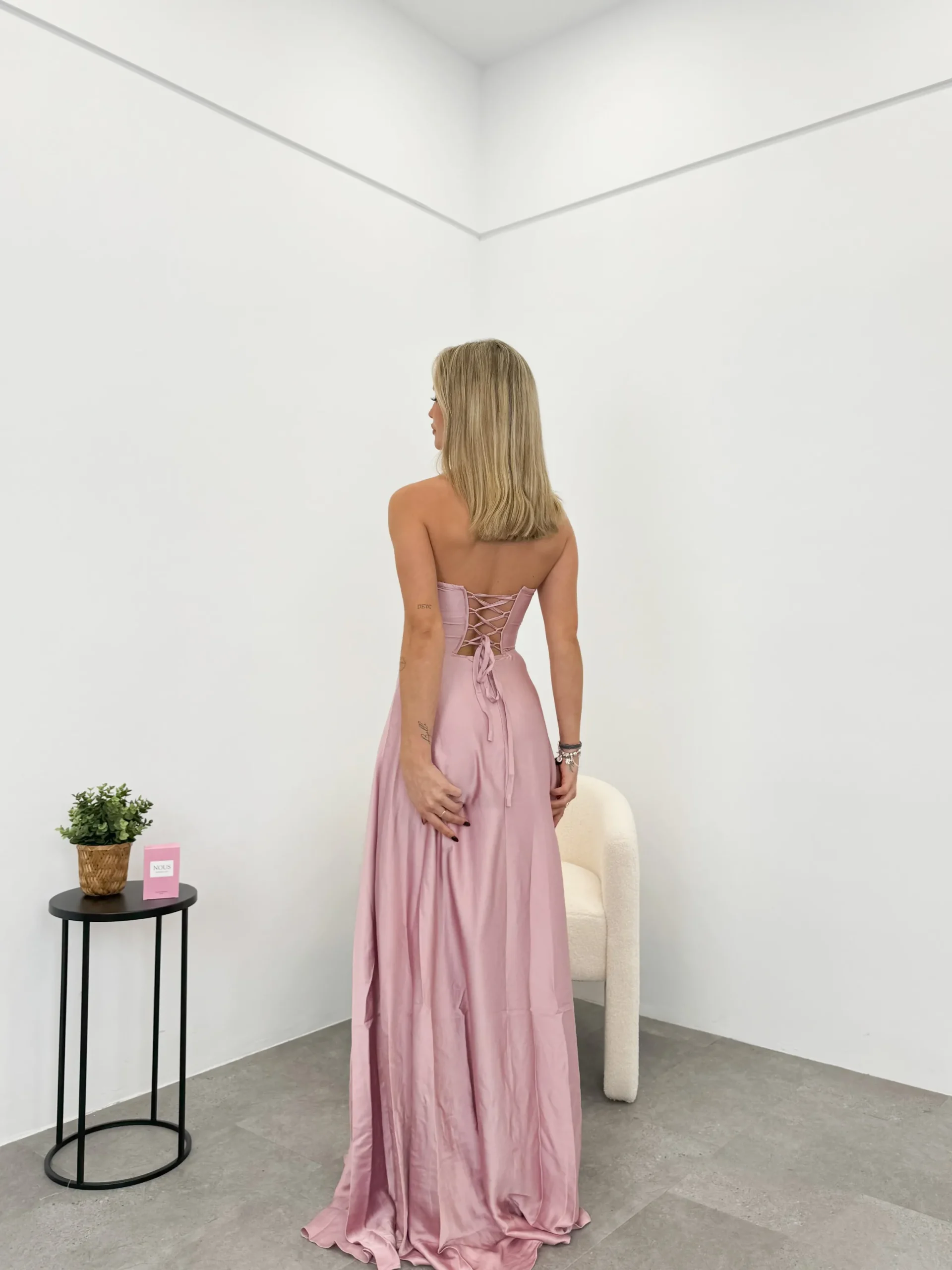 Vestido corse palabra rosa