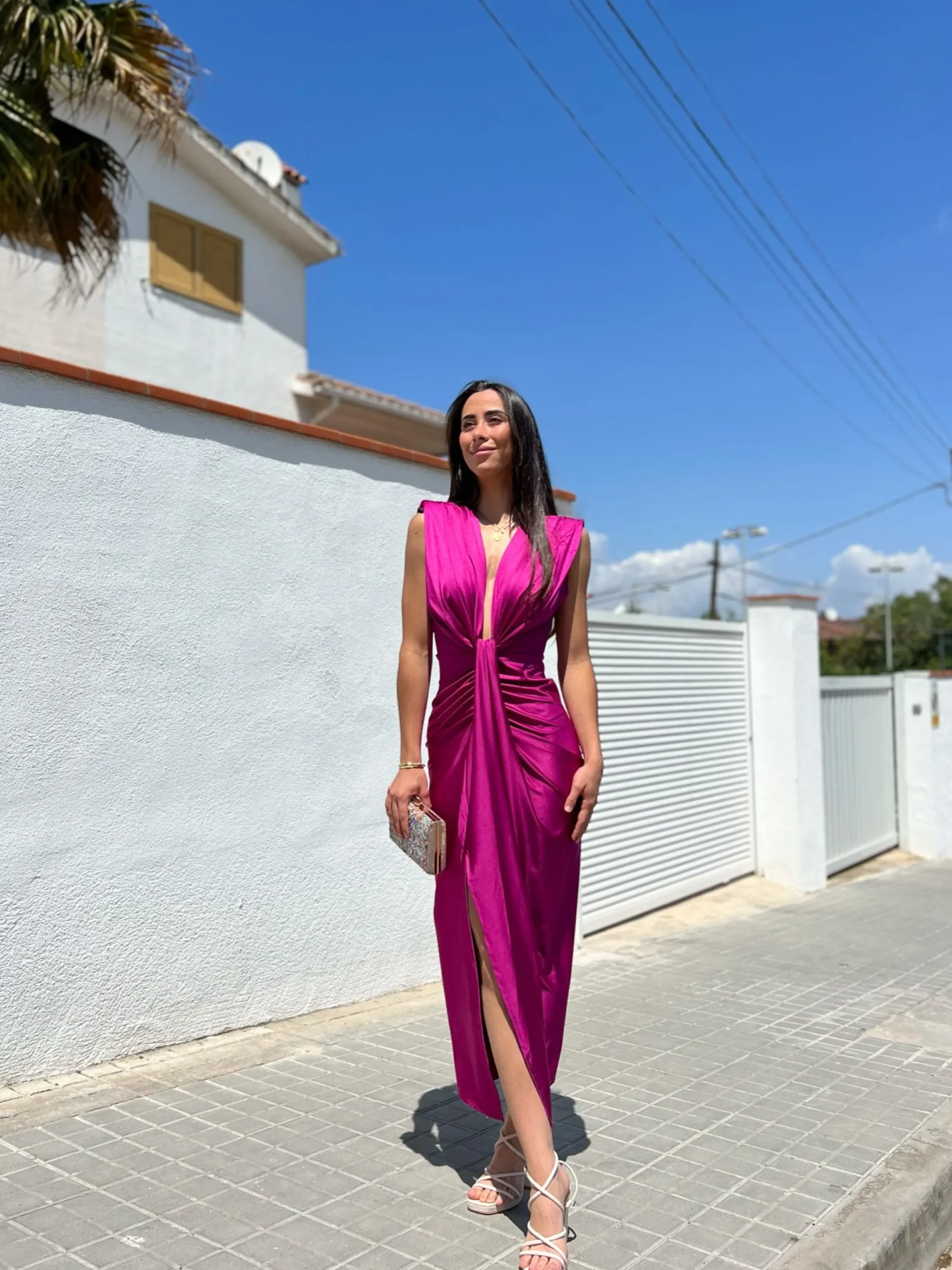 Vestido escote lazo amarena
