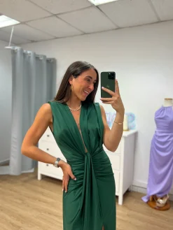 Vestido escote lazo botella