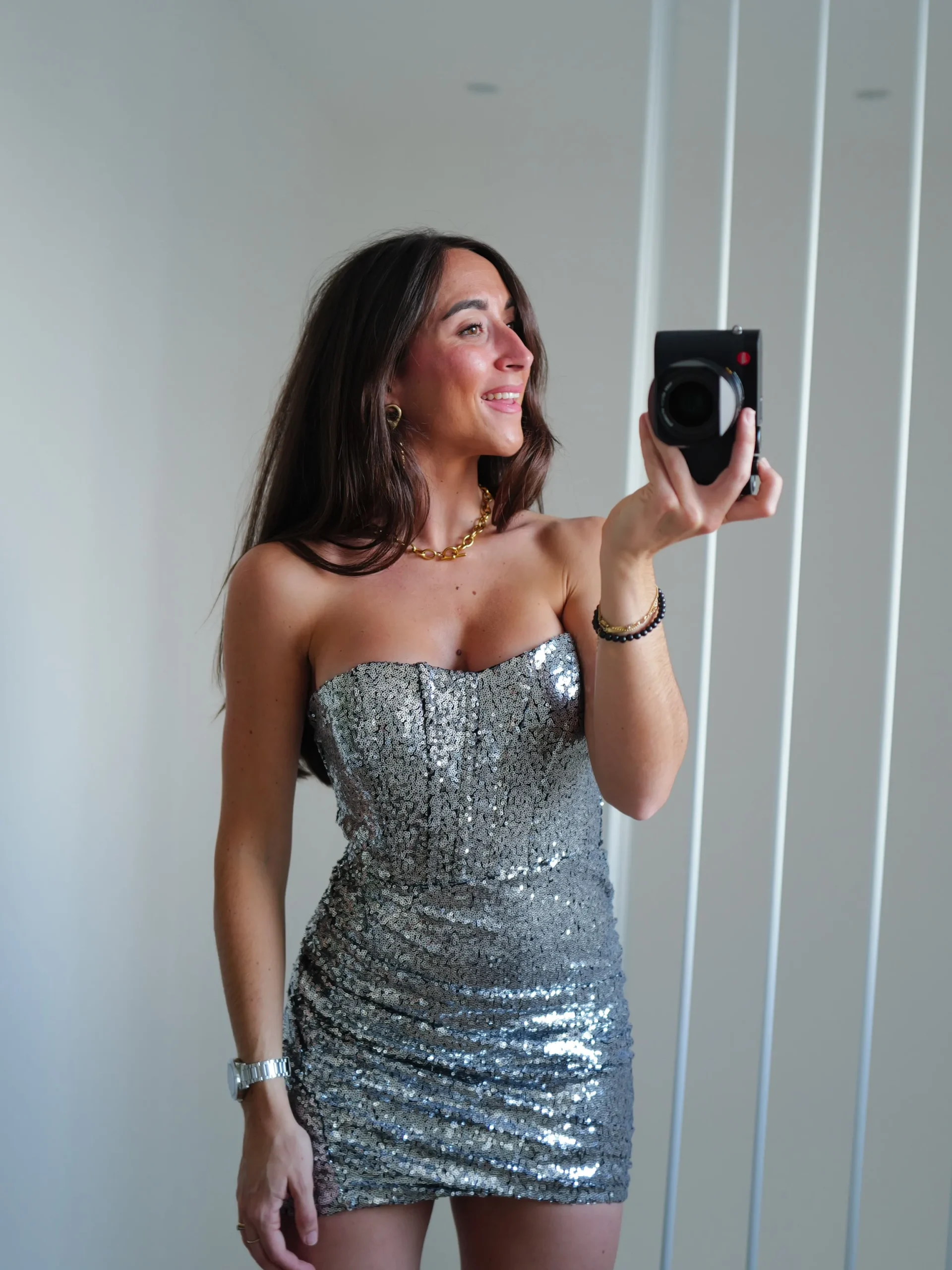 Vestido glitter ballenas plata