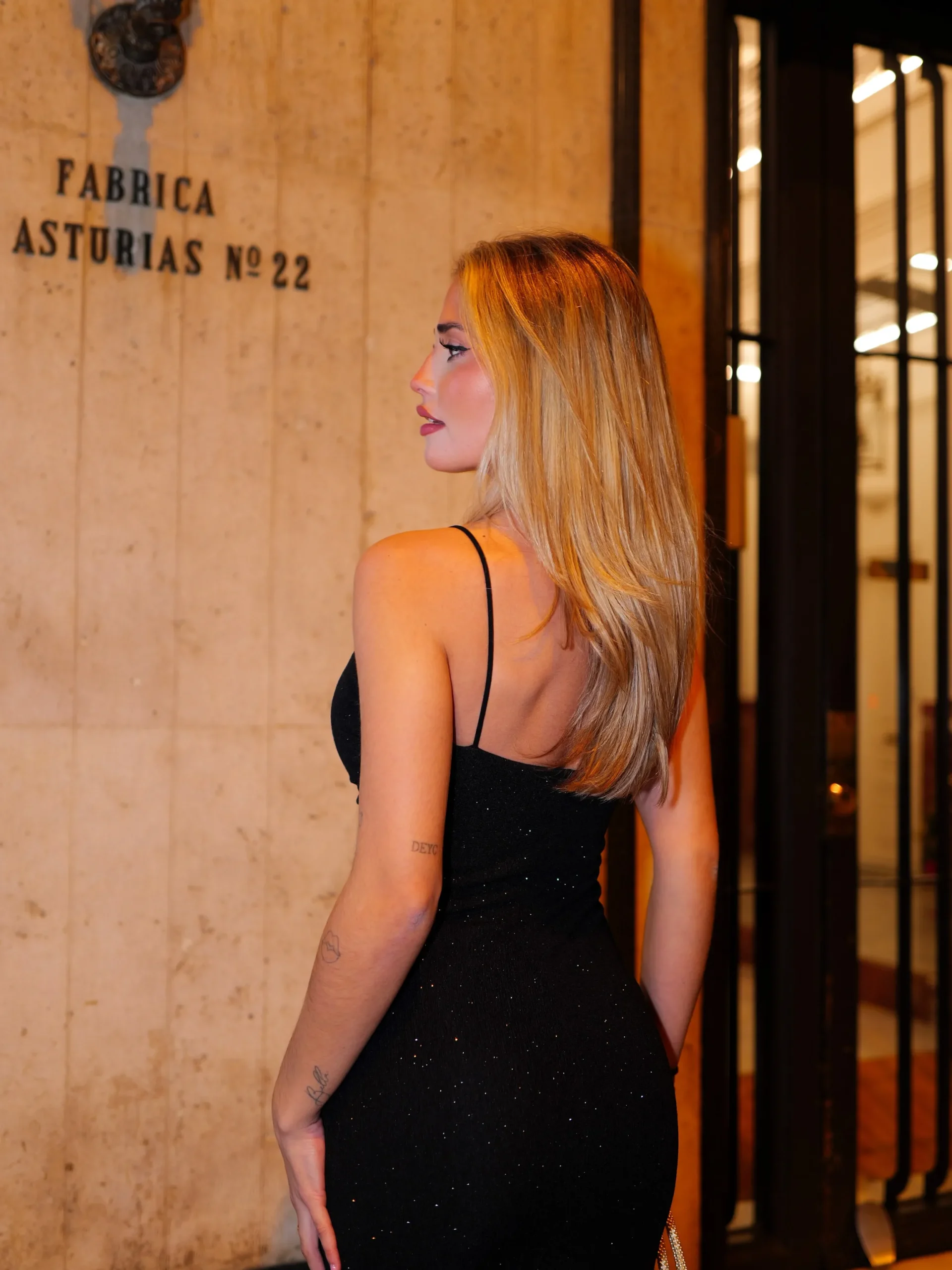 Vestido largo lurex frunce negro