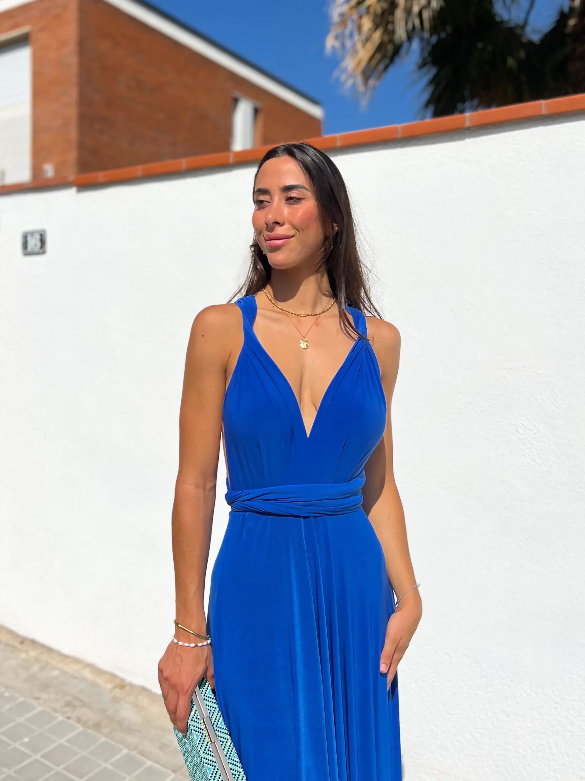 Vestido largo multi azul