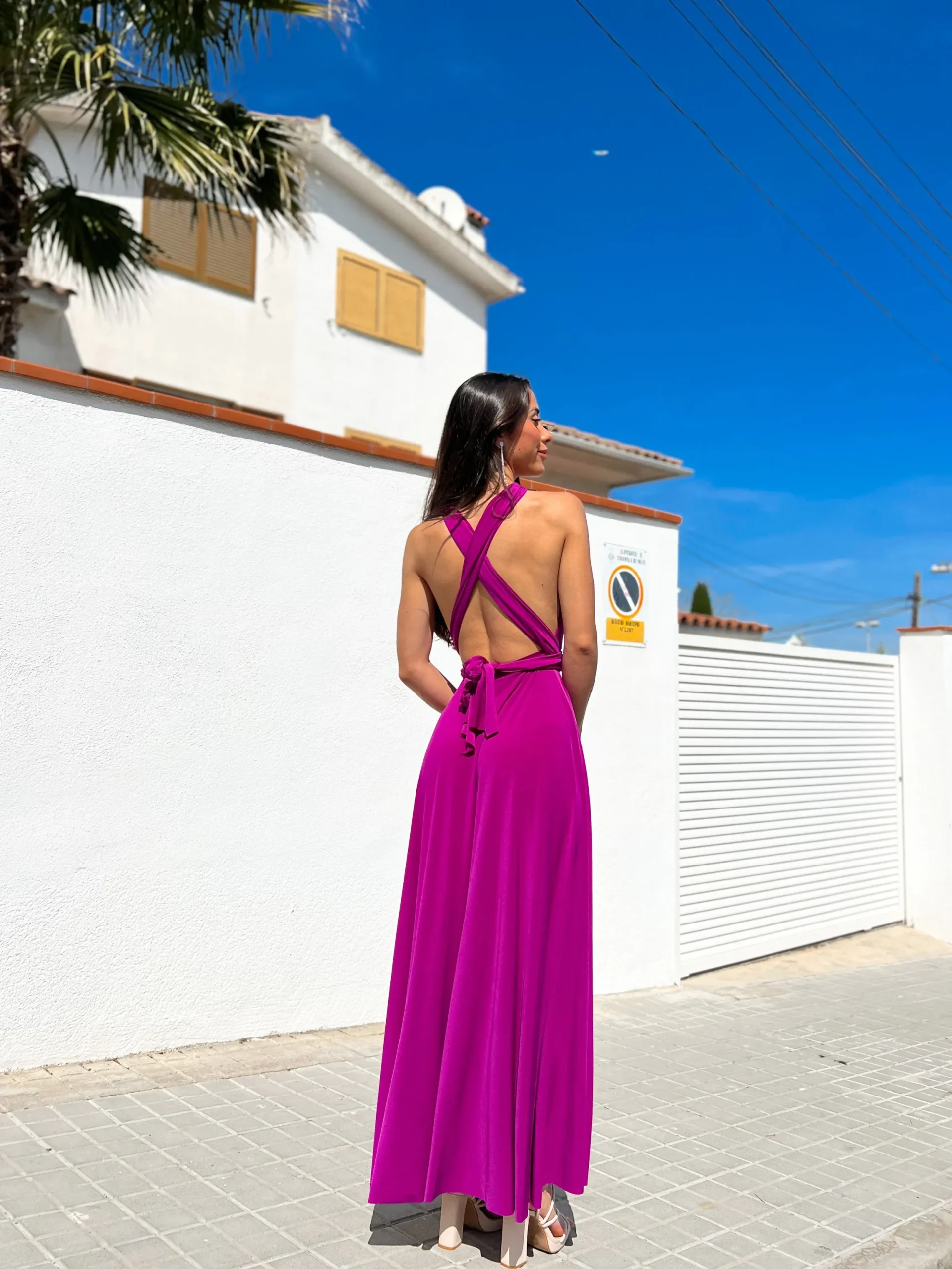 Vestido largo multi cereza