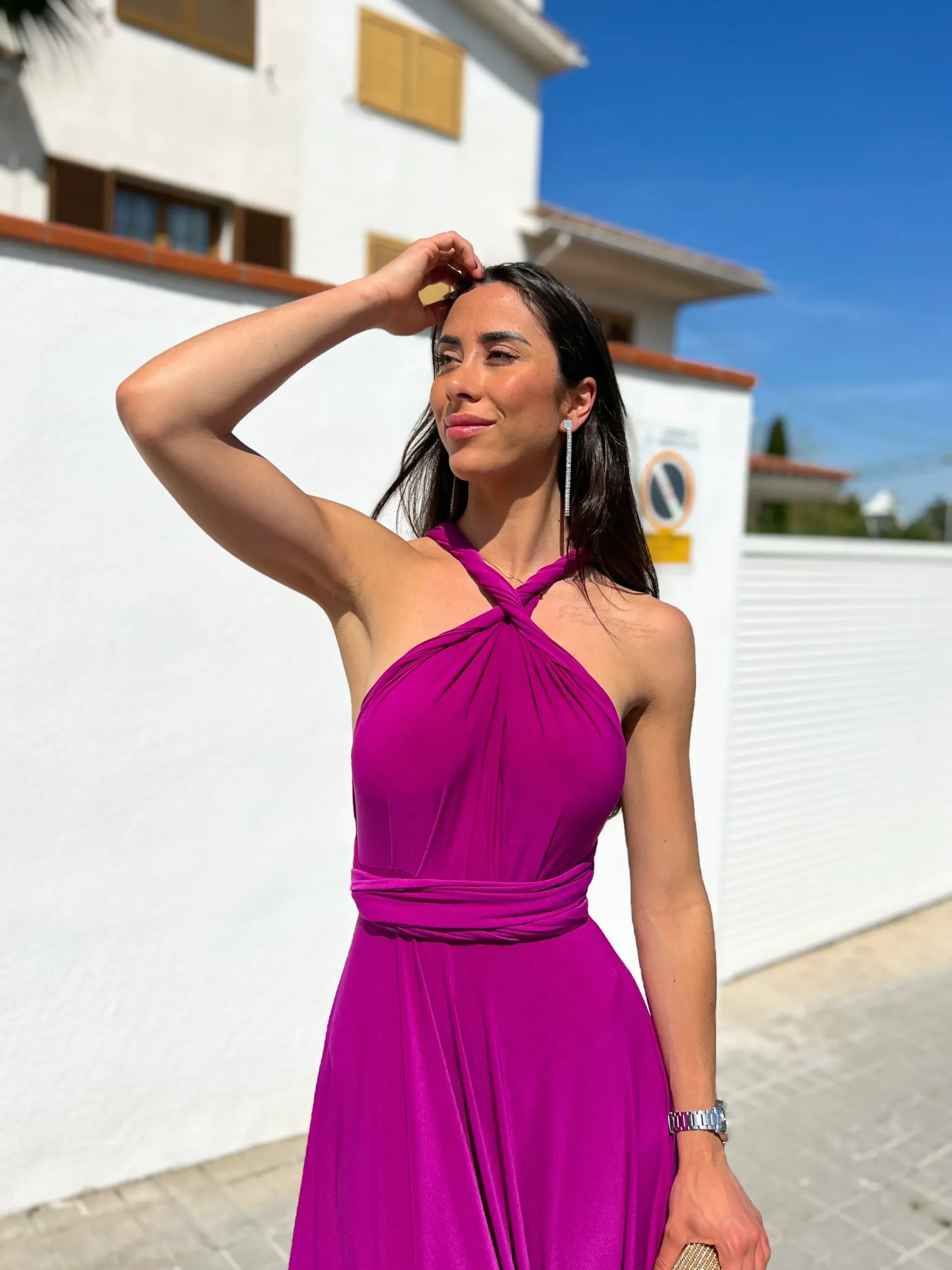 Vestido largo multi cereza