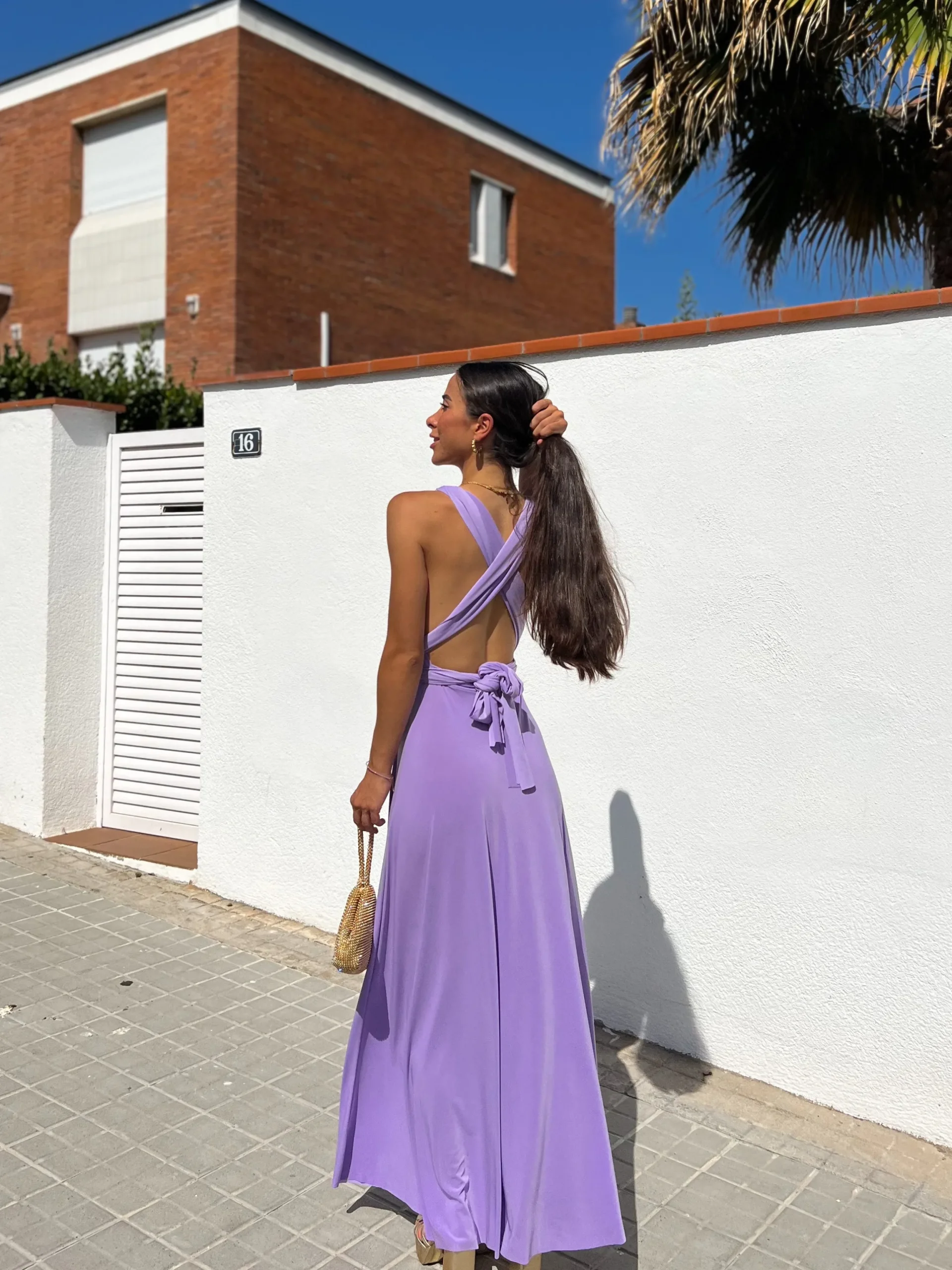 Vestido largo multi lila